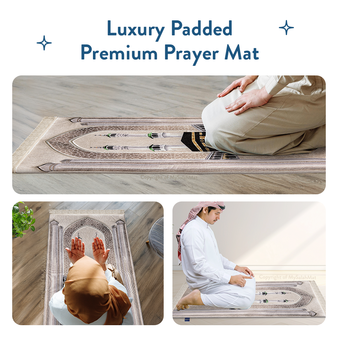 Adult Premium Padded Prayer Mat with Masjid al-Haram Design