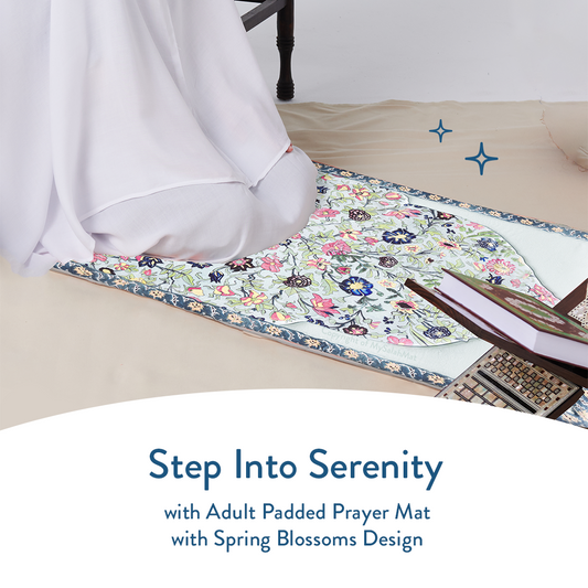 Adult Premium Padded Prayer Mat with Spring Blossoms Design