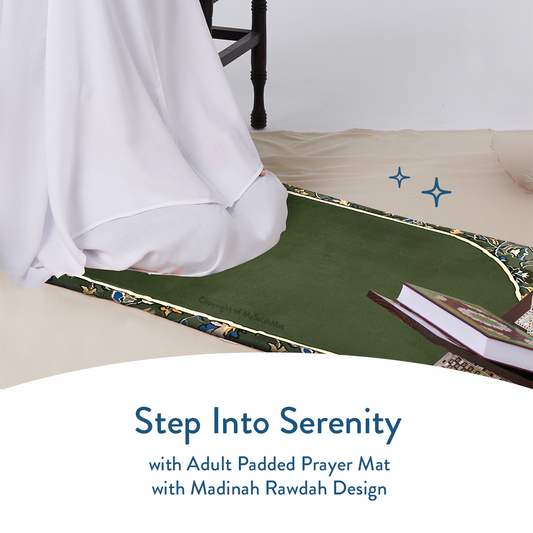 Adult Padded Prayer Mat with Madinah Rawdah