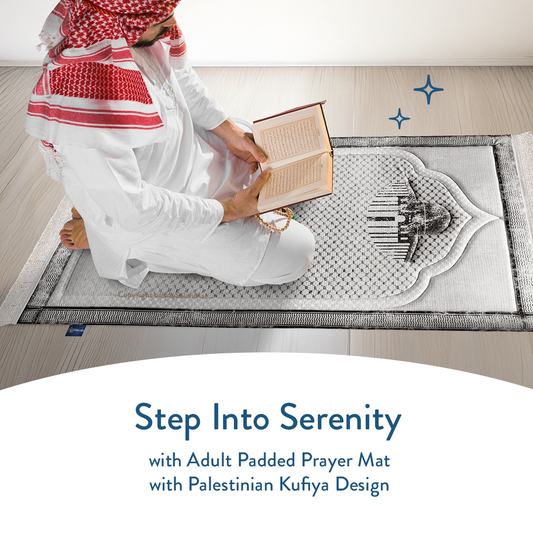 Adult Padded Prayer Mat with Palestinian Kufiya