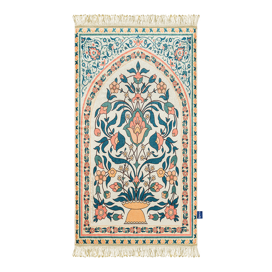 Adult Padded Prayer Mat with Teal and Coral Floral Design