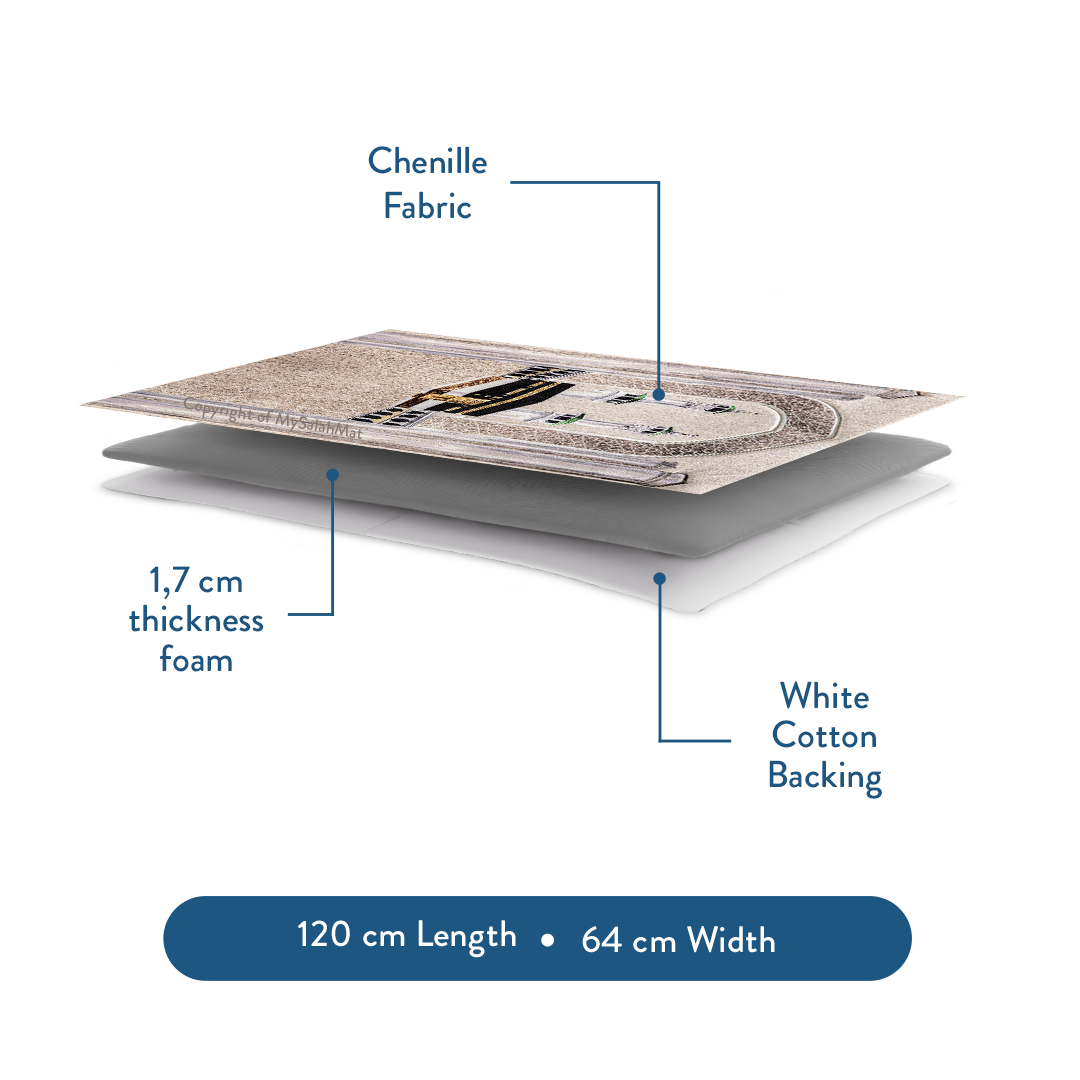 Adult Premium Padded Prayer Mat with Masjid al-Haram Design