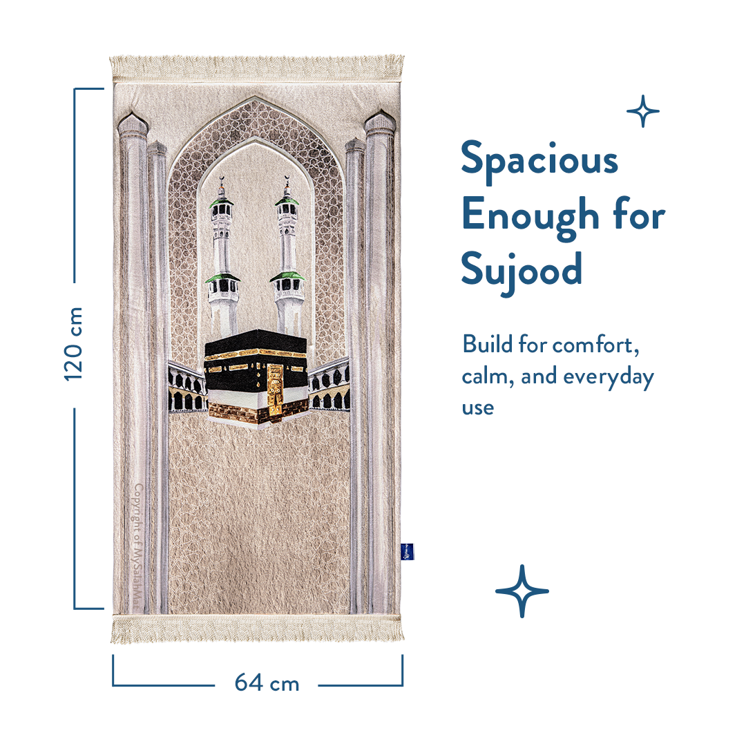Adult Premium Padded Prayer Mat with Masjid al-Haram Design
