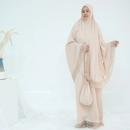 LM300 Khimar Prayer Set – 4-Piece Modest Outfit with Lace Trim