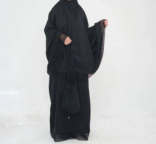 LM300 Khimar Prayer Set – 4-Piece Modest Outfit with Lace Trim