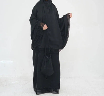 LM300 Khimar Prayer Set – 4-Piece Modest Outfit with Lace Trim