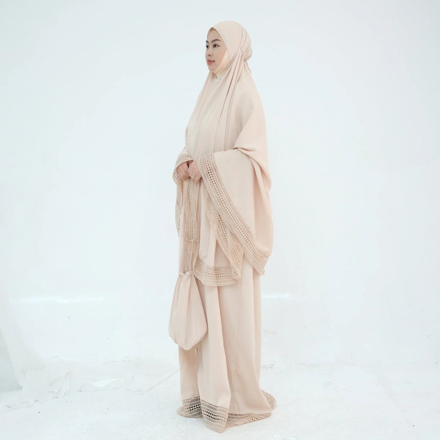 LM300 Khimar Prayer Set – 4-Piece Modest Outfit with Lace Trim