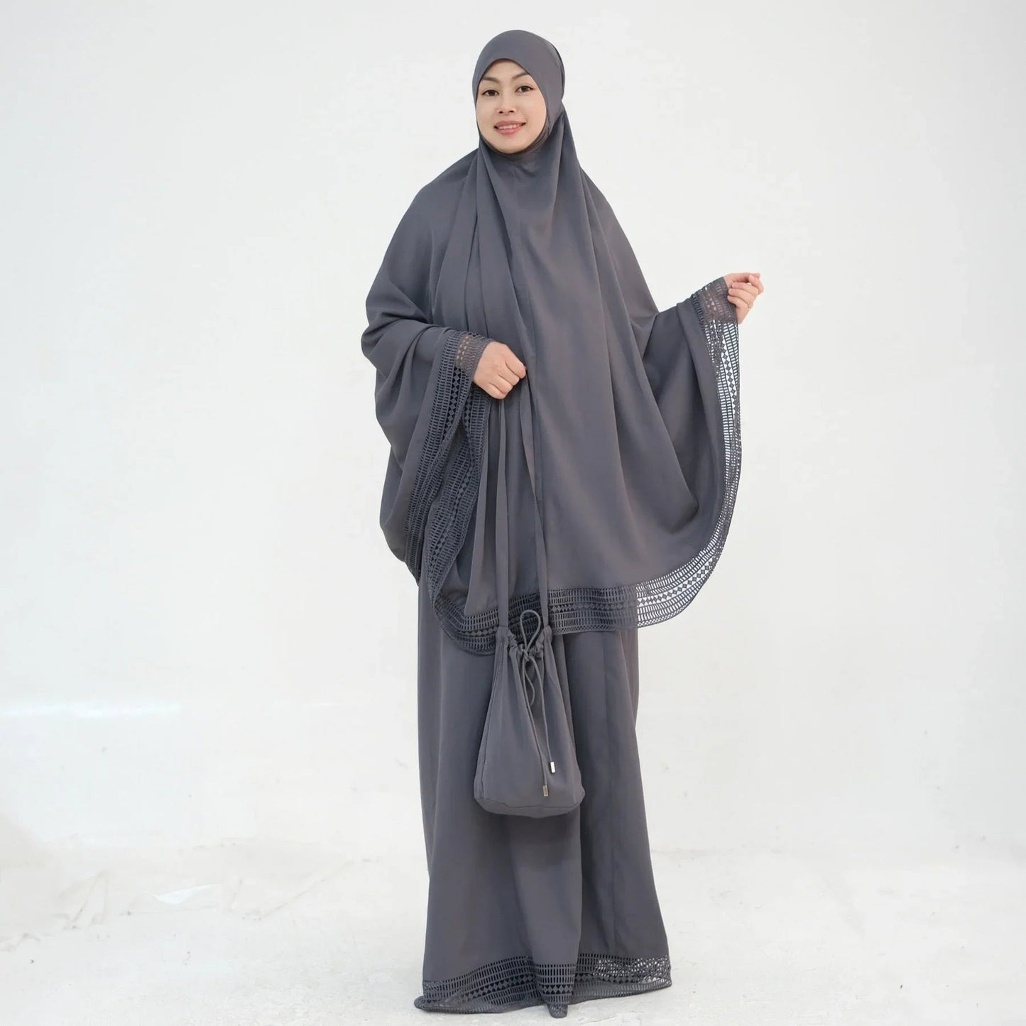 LM300 Khimar Prayer Set – 4-Piece Modest Outfit with Lace Trim