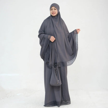 LM300 Khimar Prayer Set – 4-Piece Modest Outfit with Lace Trim