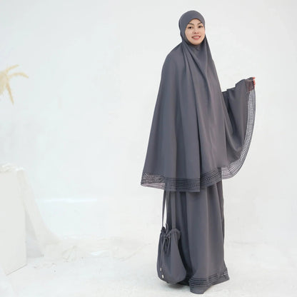 LM300 Khimar Prayer Set – 4-Piece Modest Outfit with Lace Trim